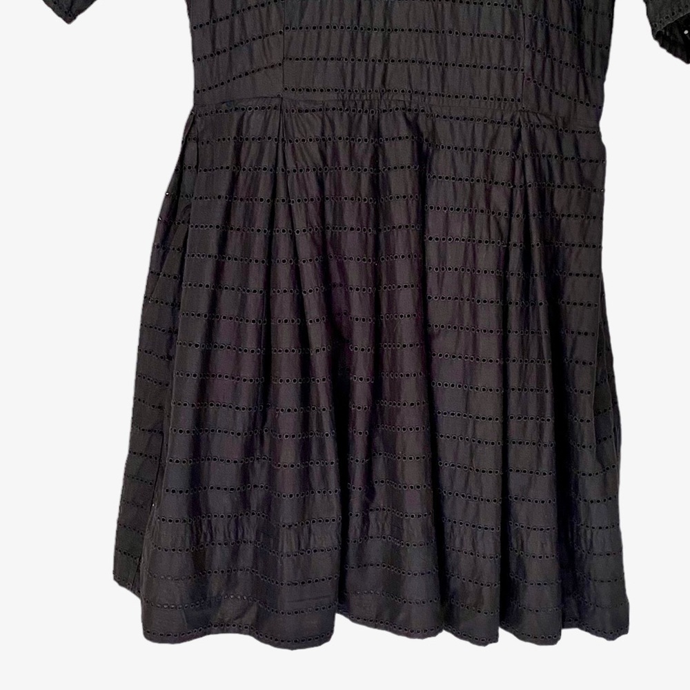GAP Eyelet Dress Fit & Flare Short Sleeve Round Neck Lined Black Women Size 10 - Picture 4 of 16